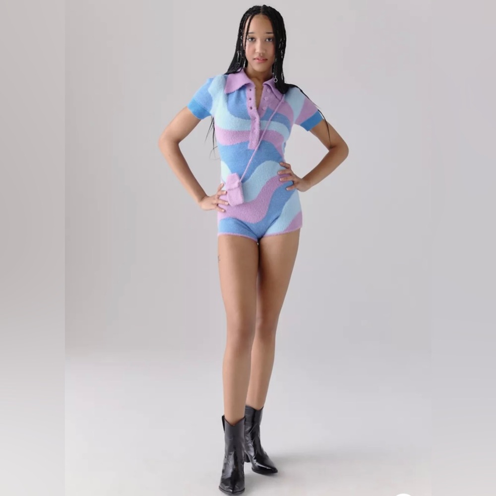 House of Sunny Pastel Blue and Pink Romper